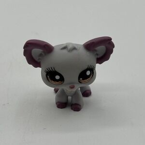 LPS Littlest Pet Shop #1138 Gray & Purple Chihuahua Dog Brown Eyes Authentic